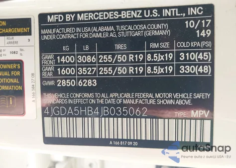 2018 Mercedes-Benz Gle 350 4Matic z USA, uszkodzony, nr VIN 4JGDA5HB4JB035062